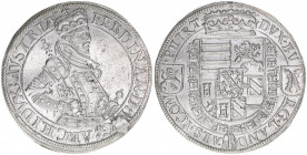 Erzherzog Ferdinand 1564-1595
Taler, ohne Jahr. Ensisheim
28,25g
Voglhuber 84/2var
vz/stfr