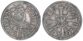 Erzherzog Ferdinand 1564-1595
1 Kreuzer, ohne Jahr. sehr selten
Mühlau
0,95g
Enz.224
ss/vz