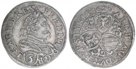 Ferdinand II. 1619-1637
3 Kreuzer, 1629. Graz
1,92g
Herinek 1086
ss/vz