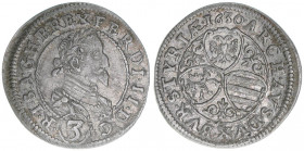 Ferdinand II. 1619-1637
3 Kreuzer, 1630. Graz
1,84g
Herinek 1089f
ss/vz