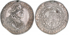 Ferdinand III. 1637-1657
Taler, 1657. selten - Mm. J. C. Richthausen
Wien
27,29g
MzA 155
HSp., Zainende
ss/vz