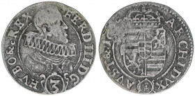 Ferdinand III. 1637-1657
3 Kreuzer, 1628. Glatz
1,61g
KM 4
ss-