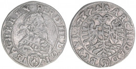 Ferdinand III. 1637-1657
3 Kreuzer, 1637. Wien
1,57g
Herinek 674
ss