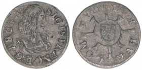 Erzherzog Sigismund Franz 1662-1665
1 Kreuzer, ohne Jahr. Hall
0,91g
MT 537
ss
