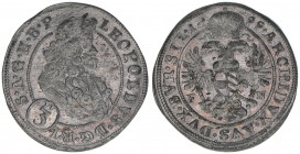 Leopold I. 1657-1705
3 Kreuzer, 1699 FN. Oppeln
1,63g
Herinek 1798
ss