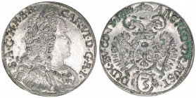 Karl VI. 1711-1740
3 Kreuzer, 1734. Hall
1,59g
Herinek 761
stfr-