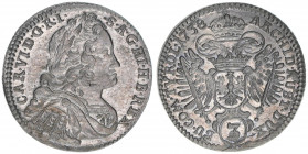 Karl VI. 1711-1740
3 Kreuzer, 1738. Hall
1,67g
Herinek 734
vz/stfr