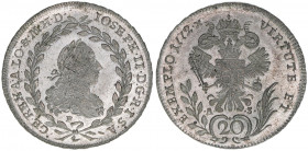 Joseph II. 1765-1790
20 Kreuzer, 1772 F/A-S. Hall
6,69g
MT 1164
stfr