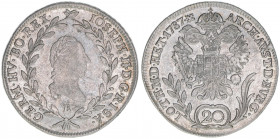 Joseph II. 1765-1790
20 Kreuzer, 1787 B. Kremnitz
6,48g
ANK 12
ss/vz