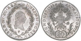 Joseph II. 1765-1790
20 Kreuzer, 1788 F. Hall
6,70g
MT 1298
stfr