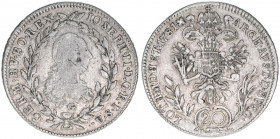 Joseph II. 1765-1790
20 Kreuzer, 1781 G. Nagybanya
6,52g
ANK 10
ss