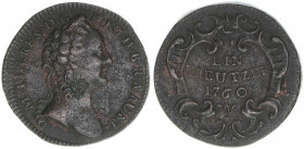 Maria Theresia 1740-1780
1 Kreuzer, 1760 W. Wien
10,33g
Frühwald 320
ss