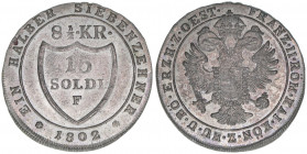 Franz II.(I.) 1792-1835
15 Soldi, 1802 F. selten
Hall
5,08g
MT 1393
vz