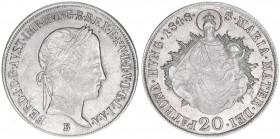 Kaiser Ferdinand I. 1835-1848
20 Kreuzer, 1848 B. Kremnitz
6,63g
ANK 15
ss/vz
