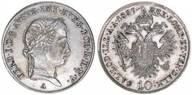Ferdinand I. 1835-1848
10 Kreuzer, 1837 A. Wien
3.89g
J.243
vz