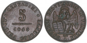 Kaiser Franz Joseph I. 1848-1916, Revolution 1848/1849
5 Centesimi, 1849. Venedig
4,97g
ANK 6
ss+