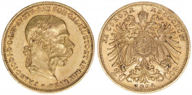 Franz Joseph I. 1848-1916
20 Kronen, 1894. Wien
6,77g
ANK 24
ss/vz