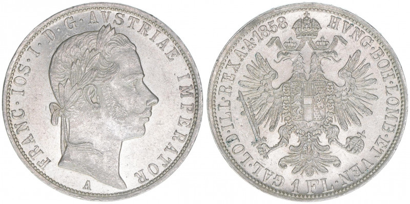 Franz Joseph I. 1848-1916
1 Gulden, 1858 A. Wien
12,34g
ANK 28
vz+