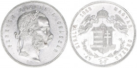Franz Joseph I. 1848-1916
1 Forint, 1869 KB. Kremnitz
12,34g
ANK 92
vz/stfr