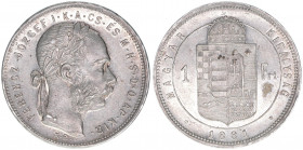 Franz Joseph I. 1848-1916
1 Forint, 1881 KB. Kremnitz
12,35g
ANK 93
stfr-