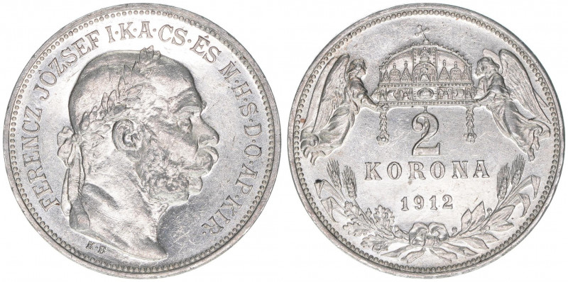 Franz Joseph I. 1848-1916
2 Korona, 1912 KB. Kremnitz
10,00g
ANK 107
vz/stfr