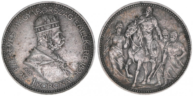 Franz Joseph I. 1848-1916
1 Korona, 1896 KB. zur Tausend-Jahr-Feier
Kremnitz
4,9...