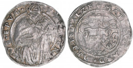 Matthäus Lang von Wellenburg 1519-1540
Erzbistum Salzburg. 10 Kreuzer, 1524. Salzburg
6,01g
Zöttl 242, Probszt 240
vz-