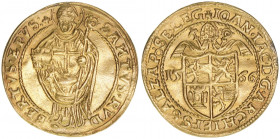 Johann Jakob Khuen von Belasi 1560-1586
Erzbistum Salzburg. 2 Dukaten, 1566. mit Stempelschneiderfehler SANTVS
Salzburg
6,83g
Zöttl 536, Probszt 472
s...