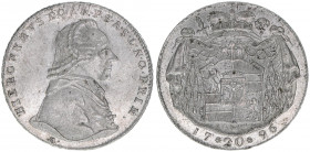 Hieronymus Graf Colloredo 1772-1803
Erzbistum Salzburg. 20 Kreuzer, 1796. Salzburg
6,68g
Zöttl 3289, Probszt 2494
vz+