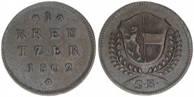 Hieronymus Graf Colloredo 1772-1803
Erzbistum Salzburg. 1 Kreuzer, 1802. Salzburg
5g
Zöttl 3357, Probszt 2561a
ss/vz