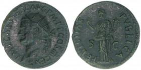 Vespasianus 69-79
Römisches Reich - Kaiserzeit. As. FELICITAS PVBLICA - SC
Rom
10,04g
RIC 133
vz