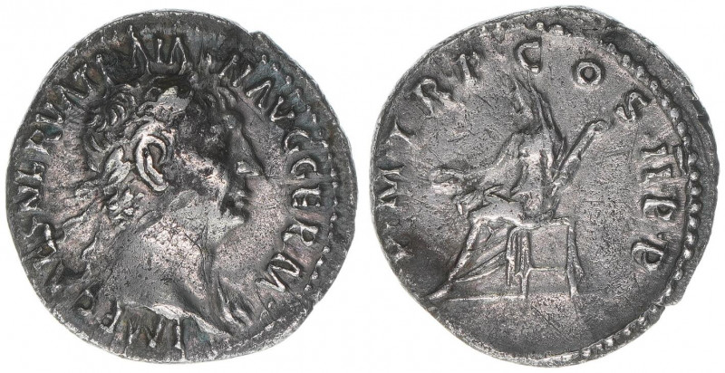 Traianus 98-117
Römisches Reich - Kaiserzeit. Denar. P M TR P COS II P P
Rom
3,1...