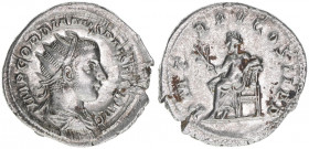 Gordianus III. Pius 238-244
Römisches Reich - Kaiserzeit. Antoninian. P M TR P V COS II P P
Rom
3,64g
Kampmann 72.39
vz/stfr