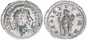 Gordianus III. Pius 238-244
Römisches Reich - Kaiserzeit. Antoninian. FELICIT TEMP
Rom
4,39g
Kampmann 72.12
nicht entfernte Verkrustungsreste
stfr