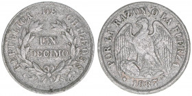1 Decimo, 1887
Chile. 2,34g. Kahnt/Schön 84
ss