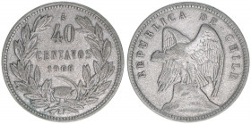40 Centavos, 1908
Chile. 5,80g. Schön 13
ss