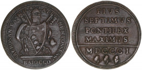 Papst Pius VII.
Italien Kirchenstaat. Baiocco, 1801. 11,26g
Khant/Schön 1
ss/vz