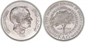 Haschemitisches Königreich
Jordanien. 1/4 Dinar, 1970. FAO
Kupfer-Nickel
17,00g
Schön 28
stfr