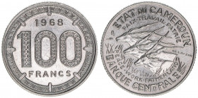 Republique Federale
Kamerun, Bundesrepublik. 100 Francs, 1968. Nickel - drei Riesenantilopen
12,01g
Schön 11
vz/stfr