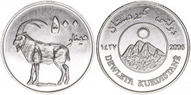 500 Dinare, 1427/2006
Kurdistan. Diese Münze erinnert an das Ereignis des Unabhängigkeitsreferendums von Irakisch-Kurdistan.. 14,66g
stfr