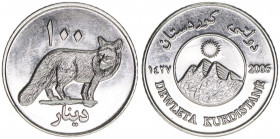 100 Dinare, 1427/2006
Kurdistan. Diese Münze erinnert an das Ereignis des Unabhängigkeitsreferendums von Irakisch-Kurdistan.. 4,83g
stfr