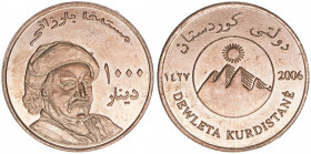 1000 Dinare, 1427/2006
Kurdistan. Diese Münze erinnert an das Ereignis des Unabhängigkeitsreferendums von Irakisch-Kurdistan.. 8,42g
stfr