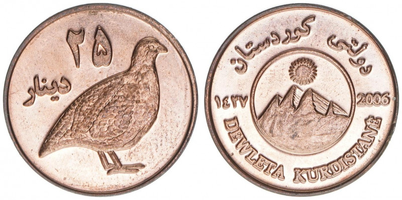 25 Dinare, 1427/2006
Kurdistan. Diese Münze erinnert an das Ereignis des Unabhän...