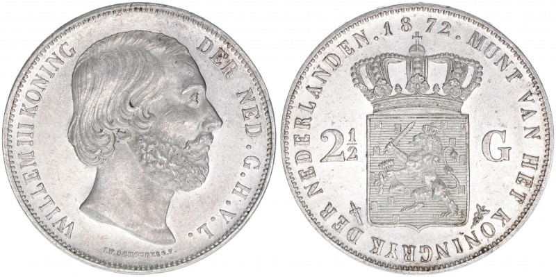 Wilhelm III. 1849-1890
Niederlande. 2 1/2 Gulden, 1872. 25,06g
Schön 58
vz-