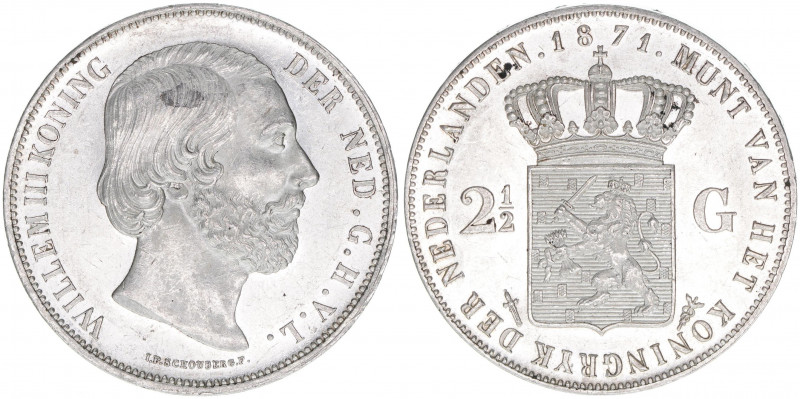 Wilhelm III. 1849-1890
Niederlande. 2 1/2 Gulden, 1871. 25,08g
Schön 58
vz-