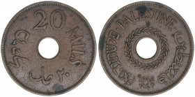 20 Mils, 1942
Palästina. Bronze. 11,17g
Schön 5a
ss+