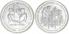 200 Francs, 1972
Rwanda. FAO - 10 Jahre Unabhängigkeit des Staates. Silber
18,38g
Schön 12
stfr