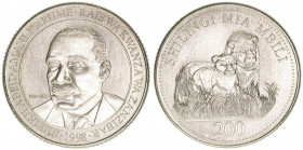 200 Shillingi, 1998
Tansania. Sheik Abeid Amani Karume. Kupfer-Nickel
8,04g
Schön 36
stfr