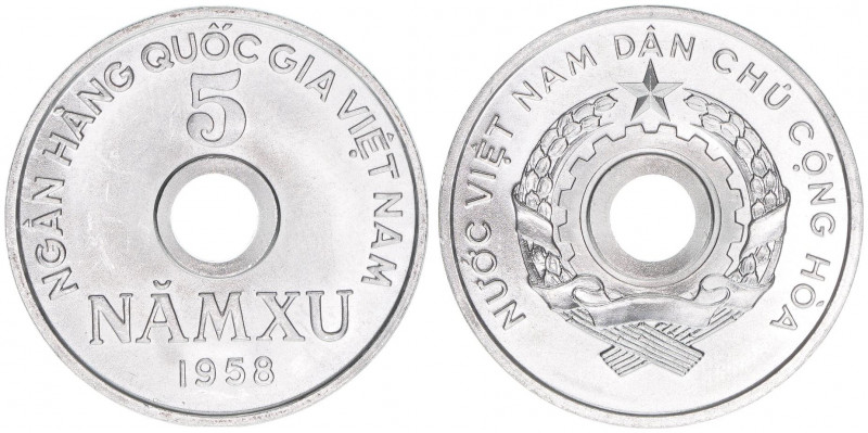 Republik 1955-1975
Vietnam. 5 Sou, 1958. Aluminium
1,56g
KM#7
stfr