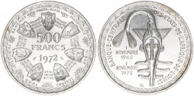 Währungsunion von Benin,Burkina Faso,Elfenbeinküste, Guinea, Mali, Mauretanien,Niger Senegal und Togo
Westafrikanische Staaten. 500 Francs, 1972. Aufl...